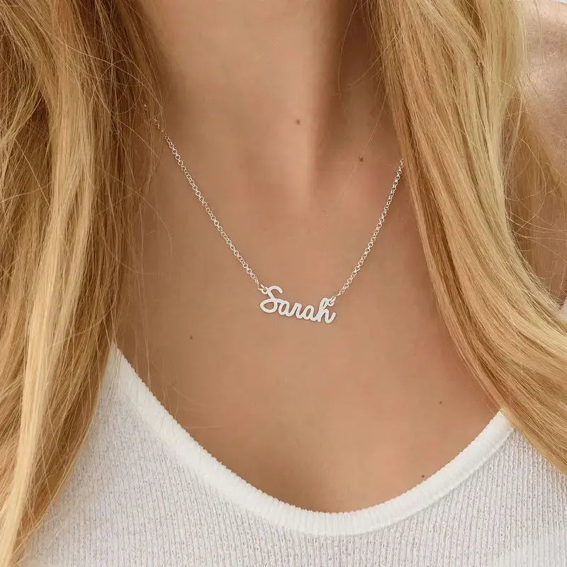Customize Elegant Script Name Pendant in 14K Gold