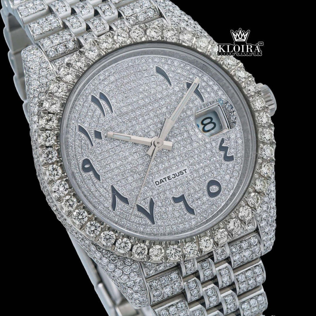 Iced Out Rolex Moissanite Watch Front View