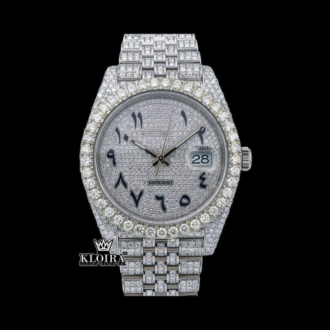 Iced Out Rolex Moissanite Watch Front View