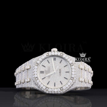 Bust Down AP Lab-Grown Diamond 42mm Watch with 14K Gold Plating and sparkling diamonds
