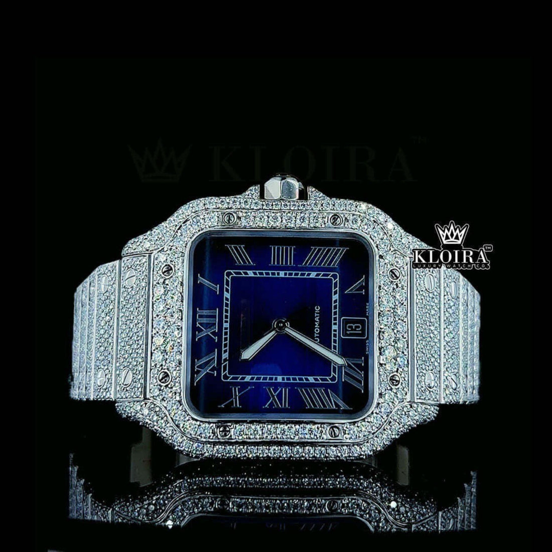 Mens Cartier Moissanite Watch Front View