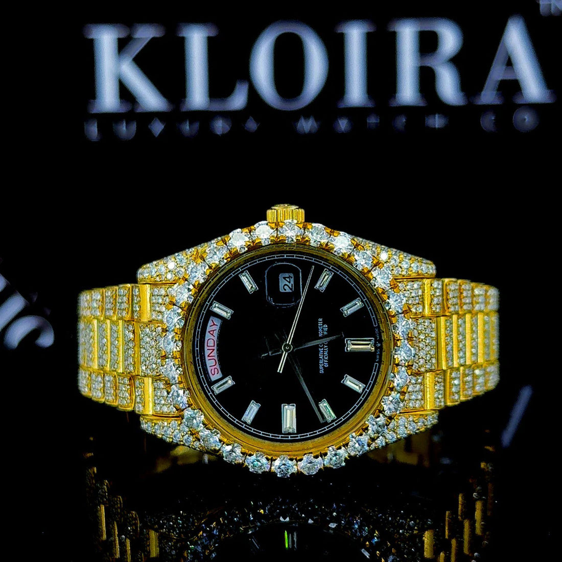 Rolex Watch Bust Down Moissanite Front View