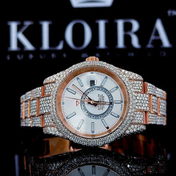 Rolex Watch Moissanite Diamonds Front View